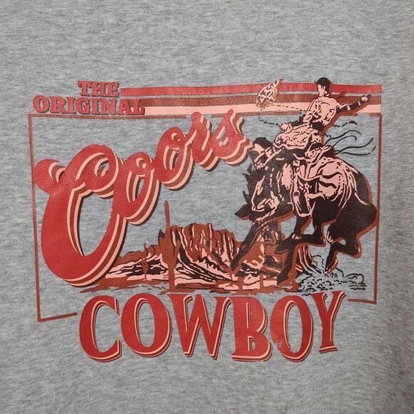 The Original Coors Cowboy Gray Crew Neck Sweatshirt Size XXL Men’s Beer - Picture 2 of 4